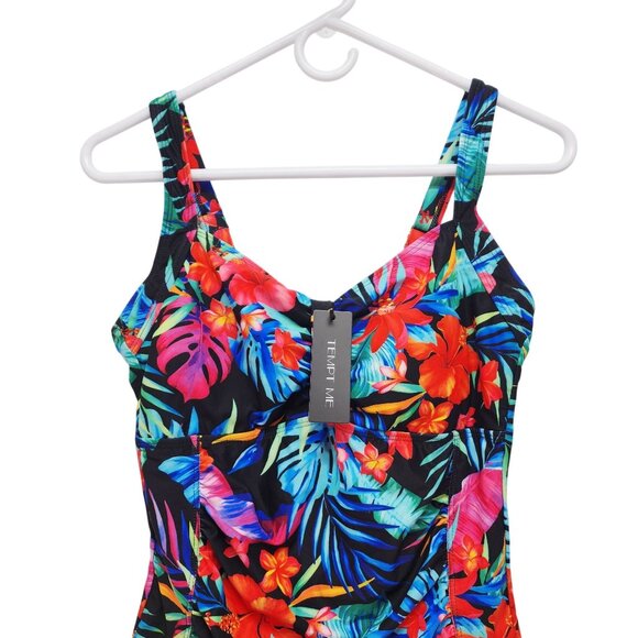 Tempt Me Womens Floral One-Piece Swimsuit Size M Adjustable Straps Multicolor - Picture 4 of 9